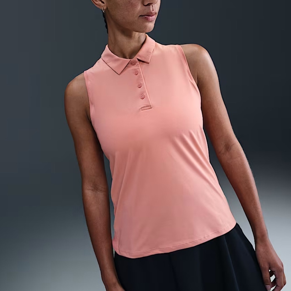 Nike Golf Polo Women's L Dri-Fit Victory Sleeveless Rust Pink Activewear NWT